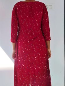 Red Floral Kurta