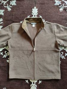 Imported Brown cropped Zip Jacket