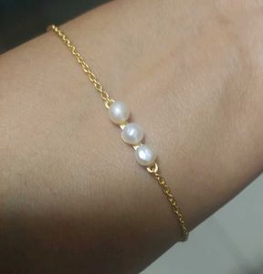 Pure silver with 18kt gold plated Pearl Bracelet