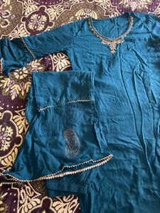 Teal Embroidered Salwar Kameez Suit