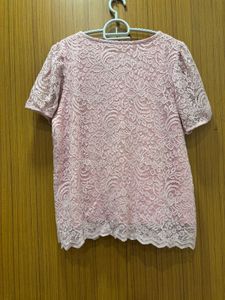“Fig” Pink Lacy Top
