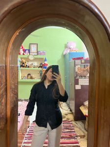 Relaxed Fit Black Button-Down Shirt