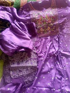 Purple Embroidered Kurta Set
