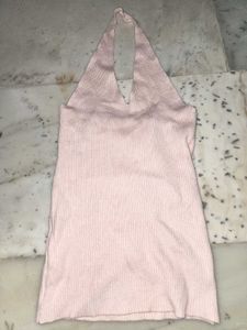 Pink Halter Knit Top