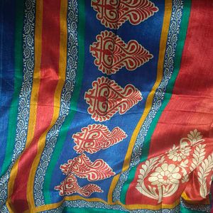 New❤️💙 Unused Saree With Blouse Material