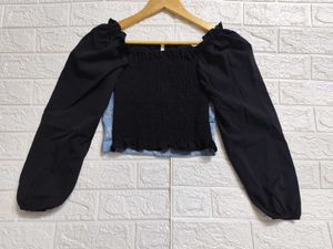 Korean Floral Denim Lace-up Corset Top