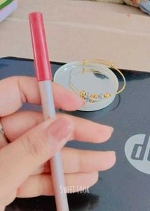 Gold Plated Bangle Set and lip liner pink shade
