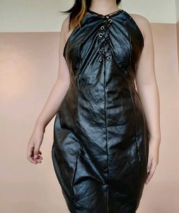 Edgy Faux Leather Mini Dress