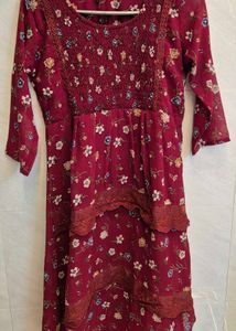 Burgundy Floral Midi Dress