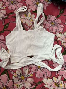 White Tie Crop Top