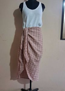 Blush Plaid Sarong Style Skirt
