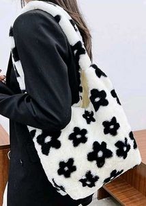 Floral Fuzzy Tote Bag