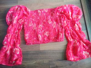 Pink Floral Crop Top