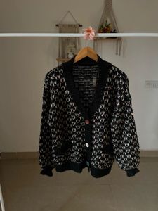 PRINTED JACQUARD BUTTONED DOWN CARDIGAN