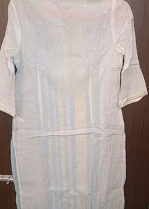 White and Blue Patterned Kurti
