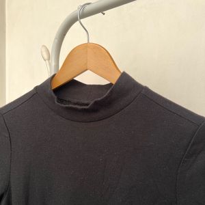 Black High Neck Long Sleeve Top