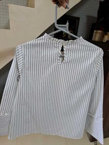 Striped Floral Embroidered Top