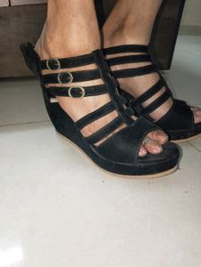 Black Velvet Wedges