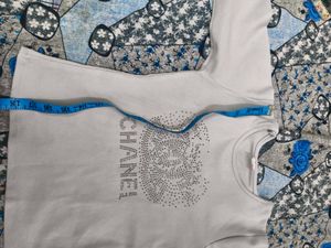 Off White Smart Top For 4-5; Years Girl