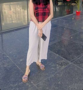 Red Plaid Sleeveless Top