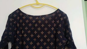 Navy &amp; Gold Print Kurti