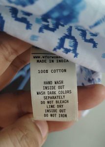 Blue &amp; White Tie Neck Top