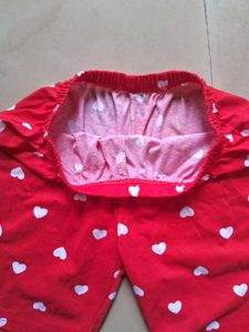 Red Sweer Heart Print Cotton Shorts