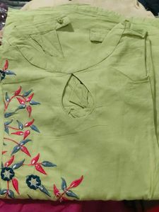 Embroidered Green Kurta