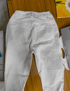 Distressed White Flare Jeans