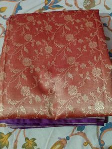 Elegant Orange Floral Silk Saree