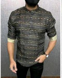 Stylish Printed Shirt Kurta Black Geometric