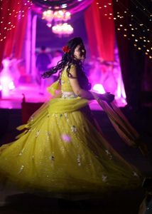 Lime Colour Engagement Lehenga