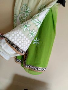 Elegant Green Embroidered Sari