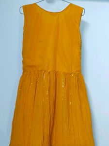 Yellow Sharara Pants with Silver Detail