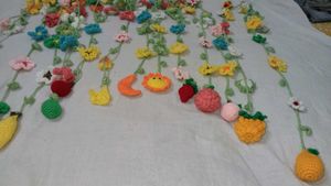 handmade crochet toran with fruits and flower