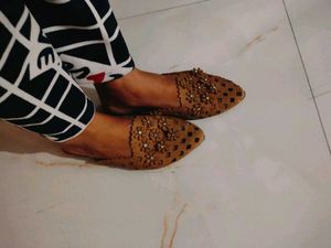 Brown Floral Flats