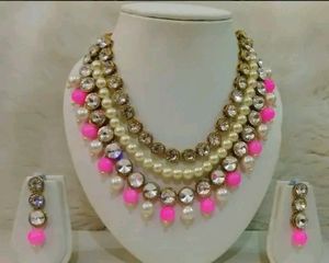 Pearl And Stone Jewellery Set