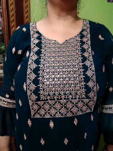 Elegant Teal Embroidered Kurta Set