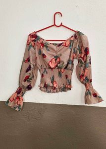 Floral Print Smocked Top