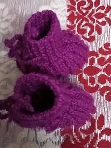Handmade Knitted Purple Booties