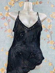 Y2k Beaded Black Butterfly Cami