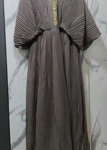 Pleated Gold Trim Dress