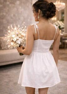 Chic White Mini Sundress || সেলিব্রেটিদের কালেকশন