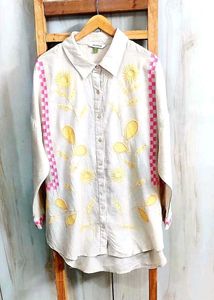 Embroidered Beige Shirt Size-54-Extra Large