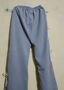 Grey Tie-Up Casual Pants