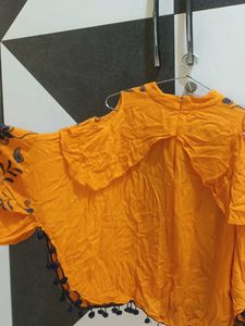 Orange Embroidered Top