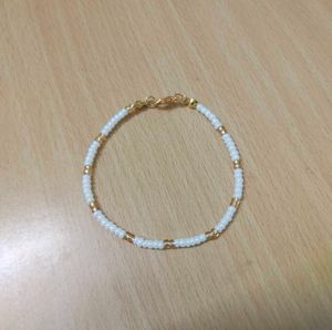 White & Gold Seed Beaded Bracelet