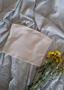 White Ribbed Tube Top