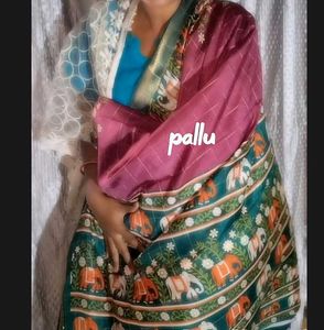 Elegant Maroon &amp; Green Sari