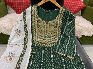 Green Embroidered Kurta Set